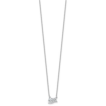 14k White Gold 1 carat Lab Grown Diamond VS+ F+ Complete 18 inch Two Stone Fashion Necklace — alternate view