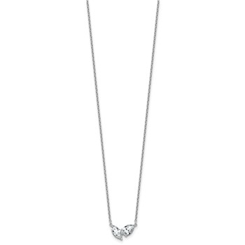 14k White Gold 1 carat Lab Grown Diamond VS+ F+ Complete 18 inch Two Stone Fashion Necklace — alternate view
