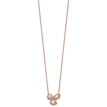 14k Rose Gold 1 carat Lab Grown Diamond VS+ F+ Complete 18 inch Three Stone Fashion Necklace — alternate view