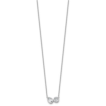 14k White Gold 1 carat Lab Grown Diamond VS+ F+ Complete 18 inch Two Stone Fashion Necklace — alternate view