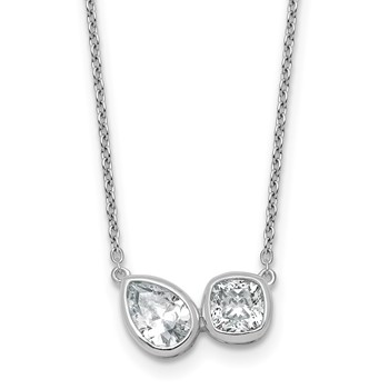 14k White Gold 1 carat Lab Grown Diamond VS+ F+ Complete 18 inch Two Stone Fashion Necklace