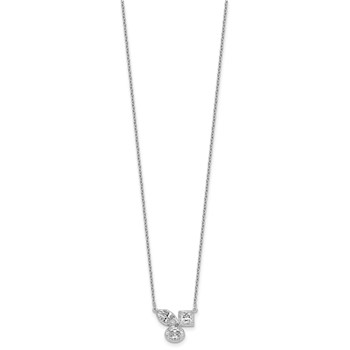14k White Gold 1 carat Lab Grown Diamond VS+ F+ Complete 18 inch Three Stone Fashion Necklace — alternate view