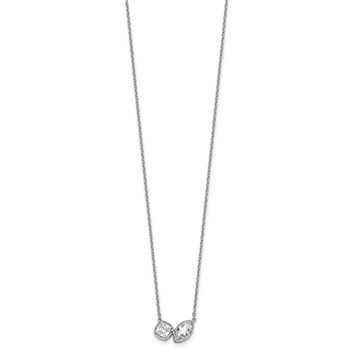 14k White Gold 1 carat Lab Grown Diamond VS+ F+ Complete 18 inch Two Stone Fashion Necklace — alternate view