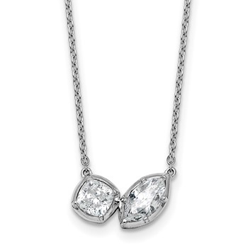 14k White Gold 1 carat Lab Grown Diamond VS+ F+ Complete 18 inch Two Stone Fashion Necklace