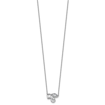 14k White Gold 1 carat Lab Grown Diamond VS+ F+ Complete 18 inch Three Stone Fashion Necklace — alternate view