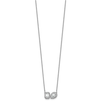 14k White Gold 1 carat Lab Grown Diamond VS+ F+ Complete 18 inch Two Stone Fashion Necklace — alternate view