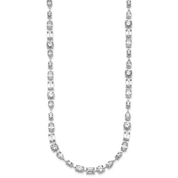 True Origin 14k White Gold 25 1/8 carat Lab Grown Diamond VS+ F+ Complete Mixed Bezel-Set Necklace — alternate view