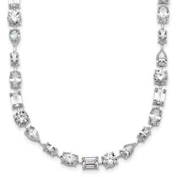 True Origin 14k White Gold 25 1/8 carat Lab Grown Diamond VS+ F+ Complete Mixed Bezel-Set Necklace