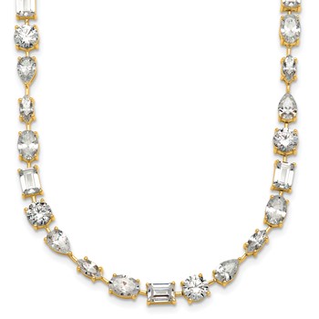 True Origin 14k Yellow Gold 25 1/8 carat Lab Grown Diamond VS+ F+ Complete Mixed Bezel-Set Necklace