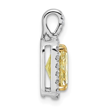 Emma Grace 14K Two-Tone 2 1/4 carat Certified Lab Grown Diamond VS+ Emerald Vivid Yellow Center VS+ F+ Halo Complete Pendant — alternate view