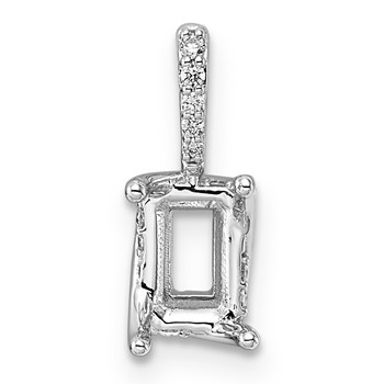 14kw 1/20ct Emerald Center Lab Grown Dia VS+ F+ Semi Twist Pendant