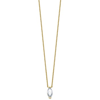 14k Yellow Gold Certified 3 carat Lab Grown Diamond VS+ F+ Marquise Half Bezel Complete Pendant Necklace — alternate view