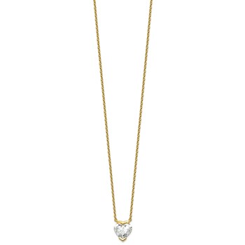 14ky 2ct Cert Heart Lab Grown Dia VS+ F+ Half Bezel Comp Pendant Necklace — alternate view