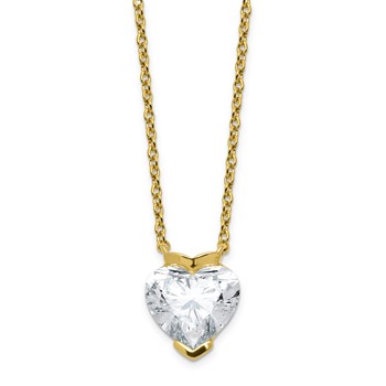 14ky 3ct Cert Heart Lab Grown Dia VS+ F+ Half Bezel Comp Pendant Necklace