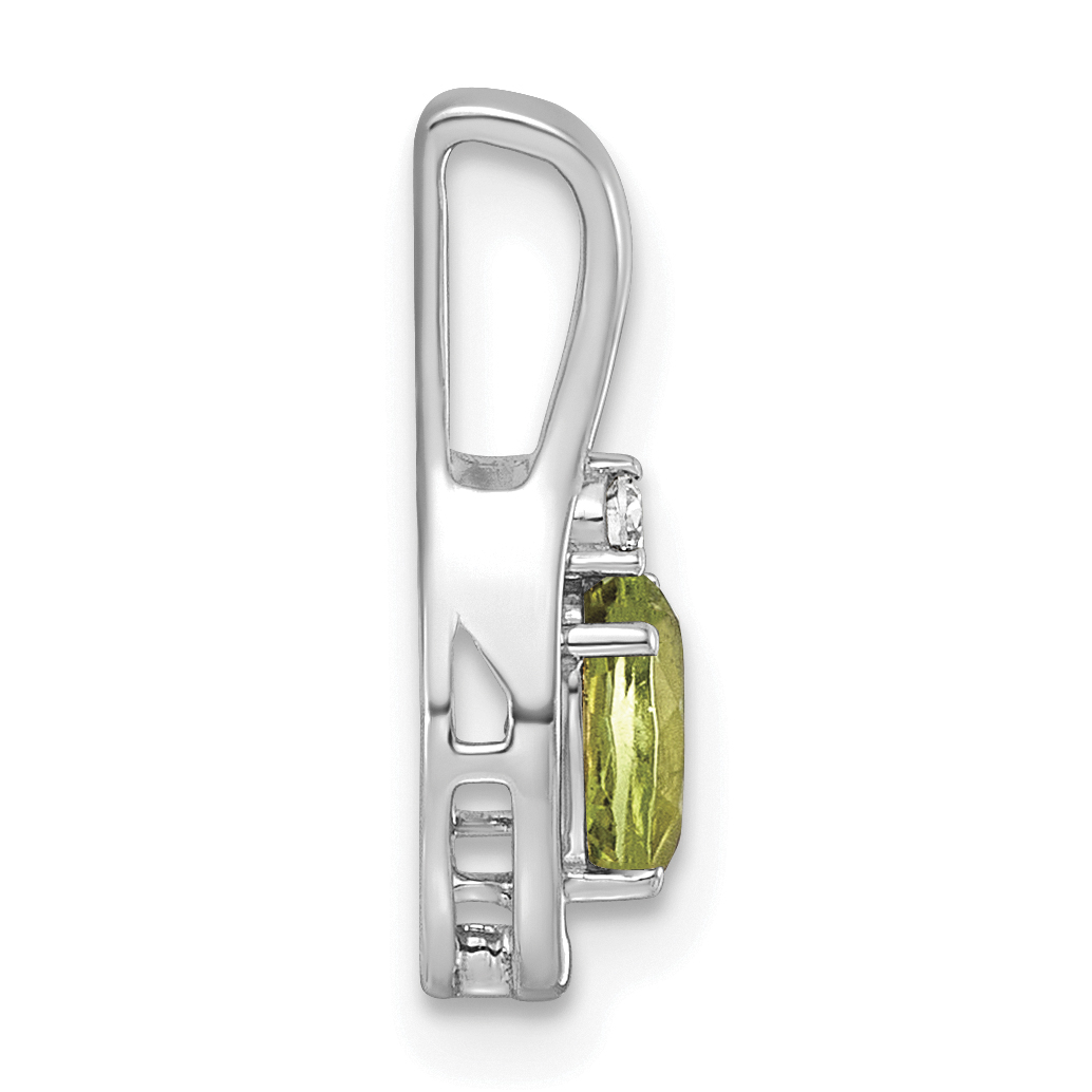 Diamond Peridot and Lab Grown Pendant Charm Real 14k White Gold 16.7x5.7mm detailed image 2