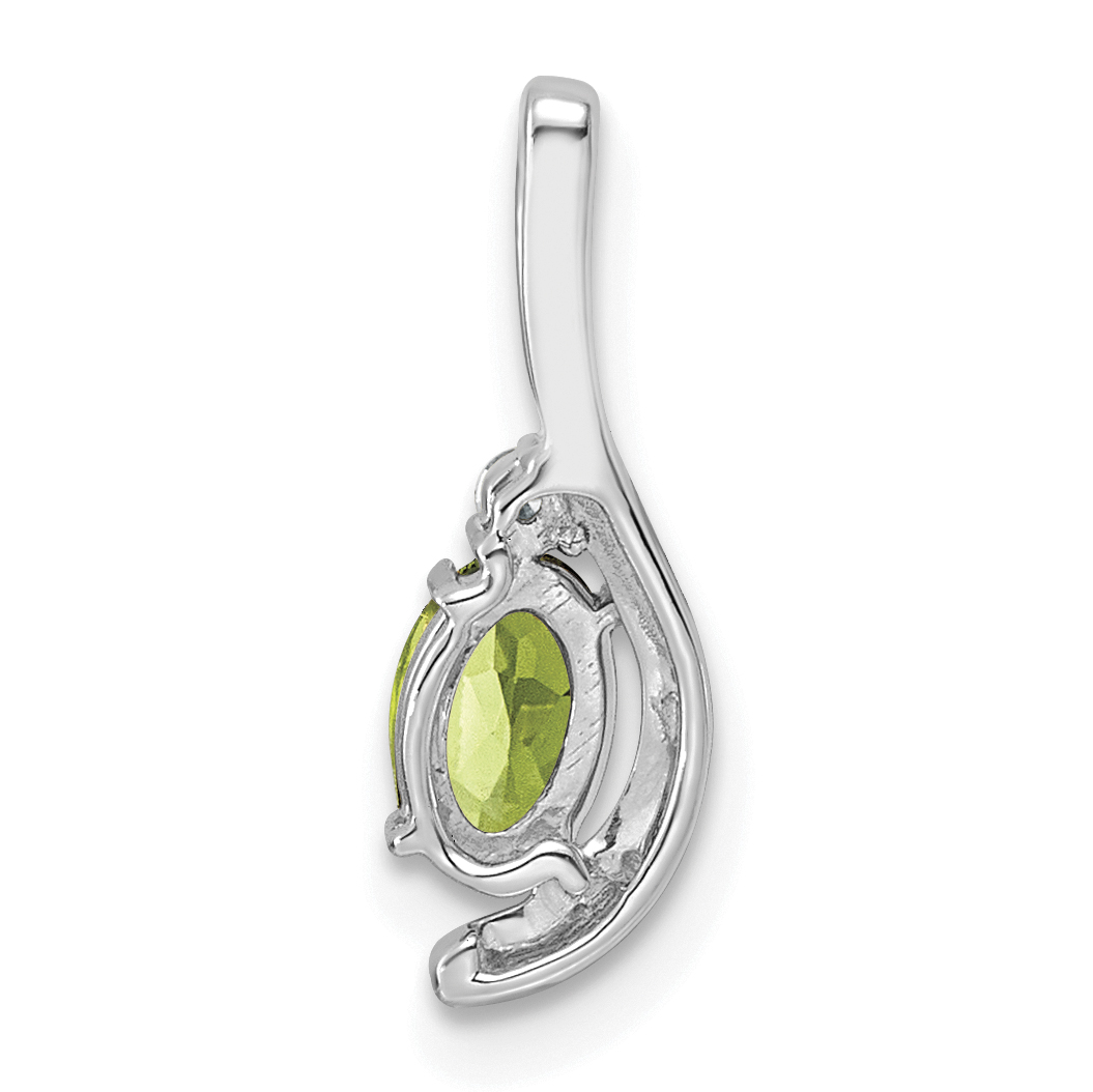 Diamond Peridot and Lab Grown Pendant Charm Real 14k White Gold 16.7x5.7mm detailed image 3