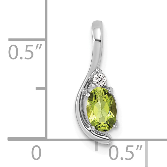 Diamond Peridot and Lab Grown Pendant Charm Real 14k White Gold 16.7x5.7mm detailed image 4