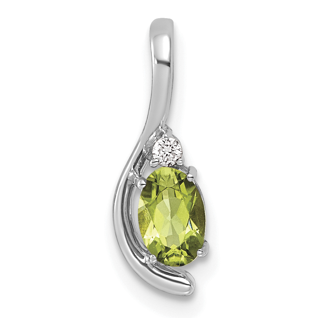 Diamond Peridot and Lab Grown Pendant Charm Real 14k White Gold 16.7x5.7mm main product image