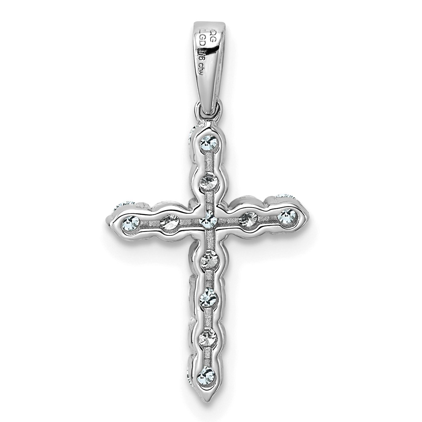 Diamond Aquamarine and 1/6 carat Pendant Charm Real 14k White Gold 23.4x12.4mm detailed image 3