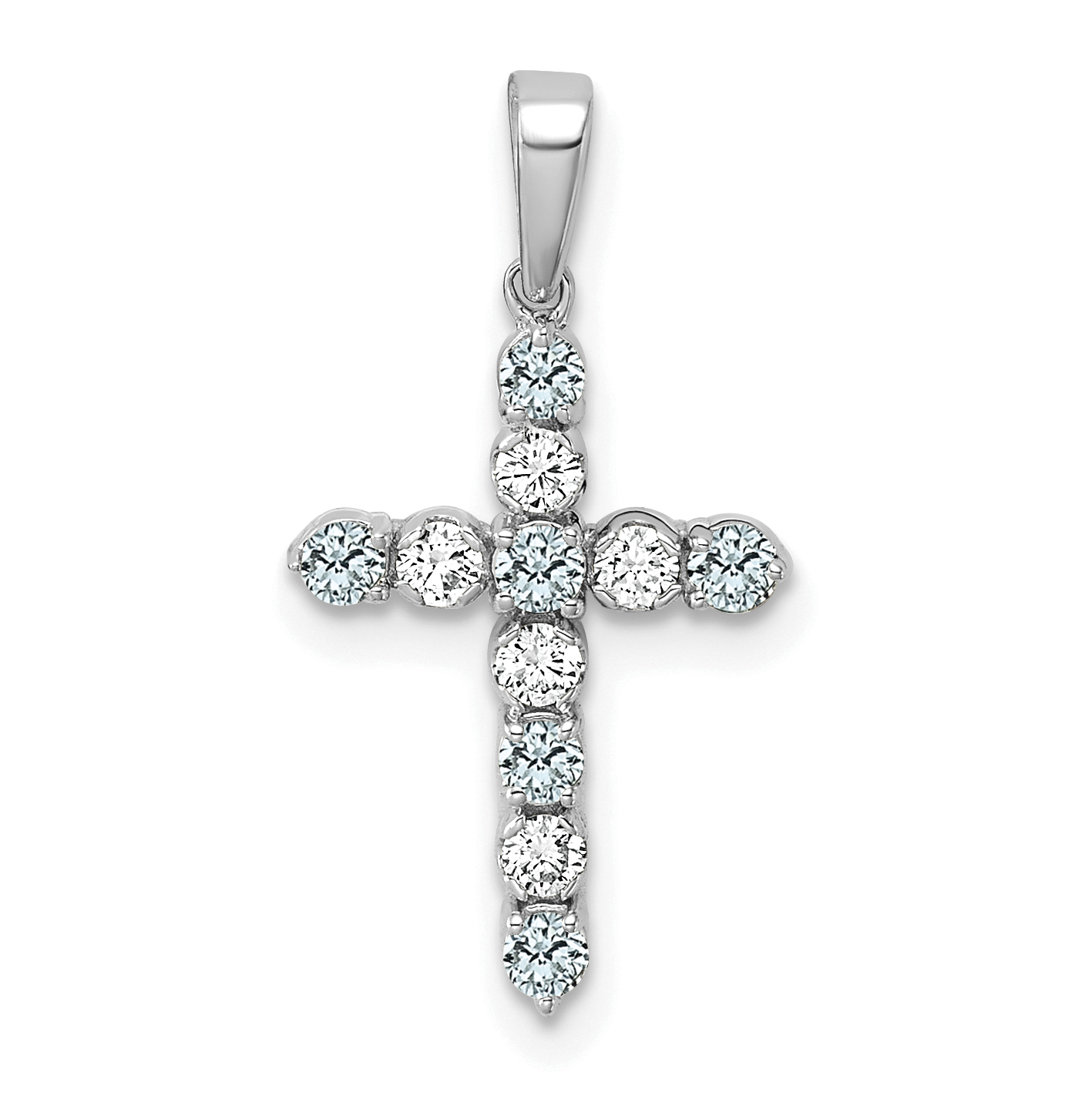 Diamond Aquamarine and 1/6 carat Pendant Charm Real 14k White Gold 23.4x12.4mm main product image