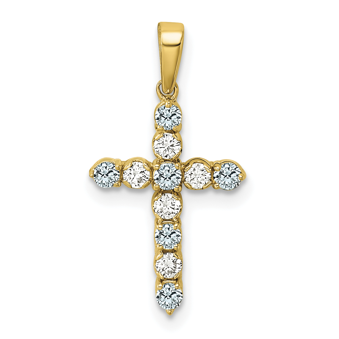 10k Aquamarine & 1/6 carat Lab Grown Diamond VS/SI+ G+ March Birthstone Complete Cross Pendant