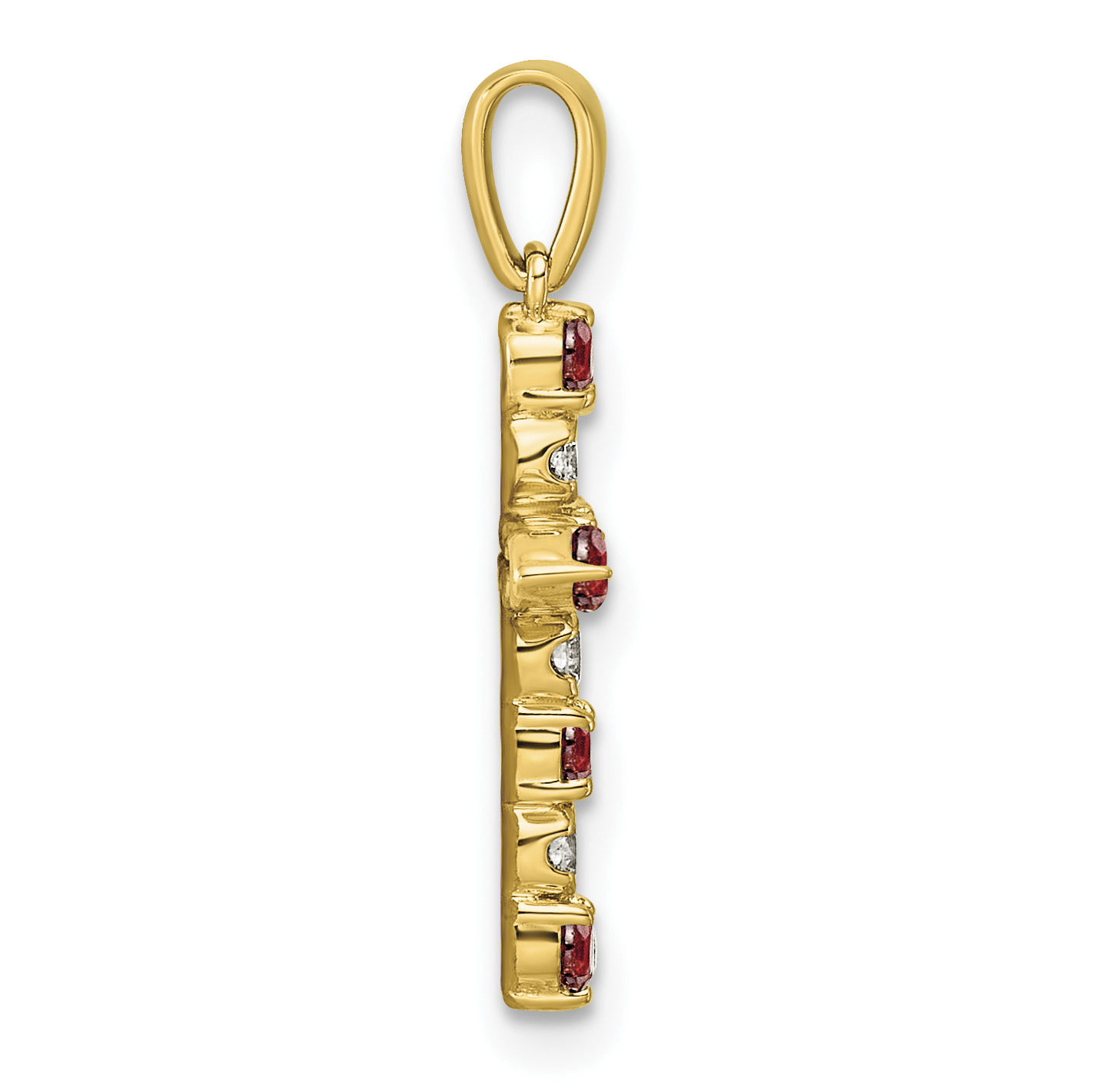 Diamond Garnet and 1/6 carat Pendant Charm Real 10k Yellow Gold 23.4x12.4mm detailed image 2