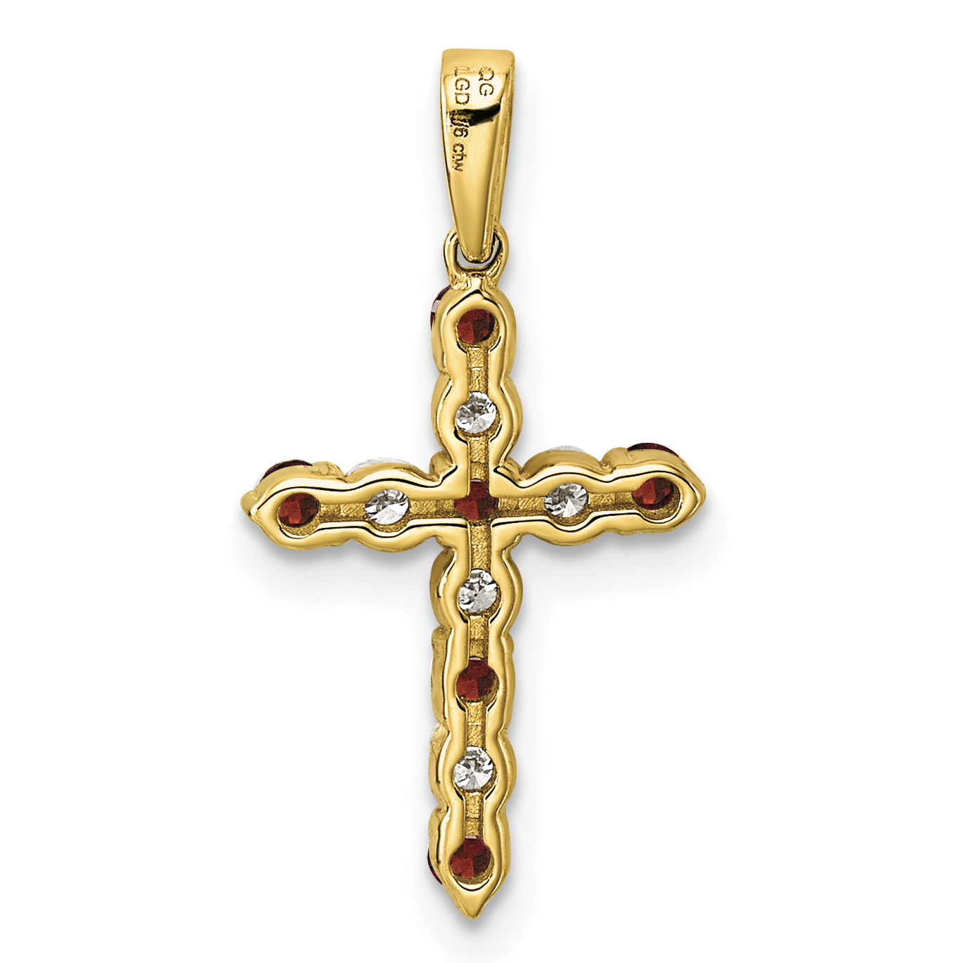 Diamond Garnet and 1/6 carat Pendant Charm Real 10k Yellow Gold 23.4x12.4mm detailed image 3