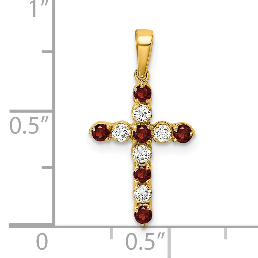 Diamond Garnet and 1/6 carat Pendant Charm Real 10k Yellow Gold 23.4x12.4mm detailed image 4