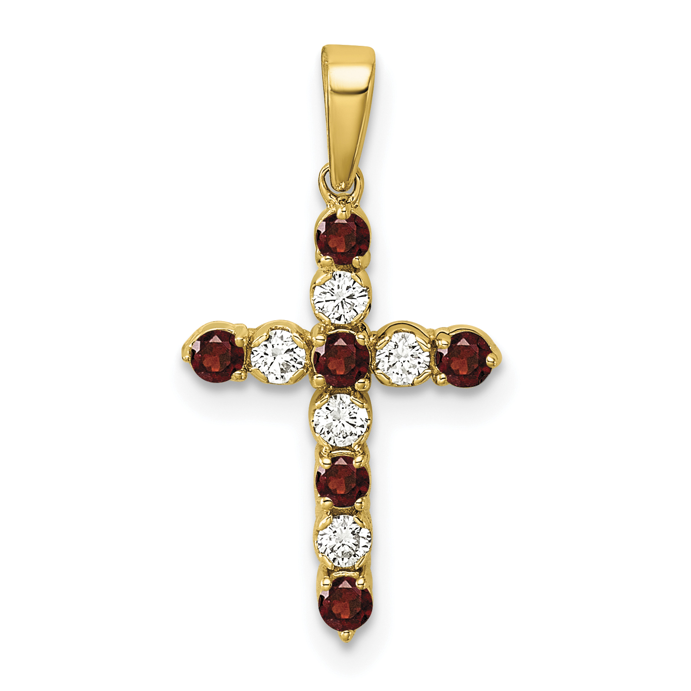 Diamond Garnet and 1/6 carat Pendant Charm Real 10k Yellow Gold 23.4x12.4mm main product image