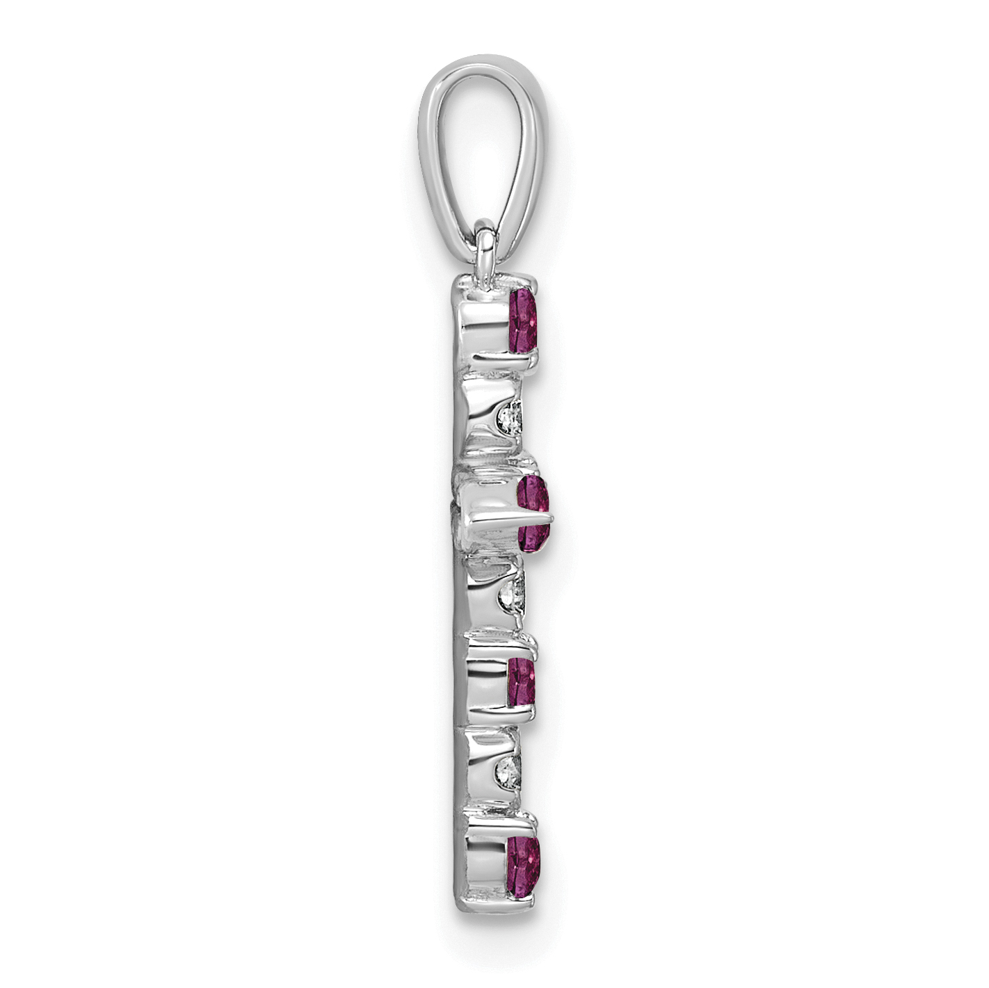 Diamond Rhodolite Garnet and 1/6 Pendant Charm Real 10k White Gold 23.4x12.4mm product image view 2