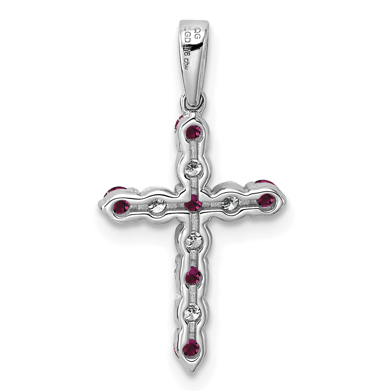 Diamond Rhodolite Garnet and 1/6 Pendant Charm Real 10k White Gold 23.4x12.4mm product image view 3