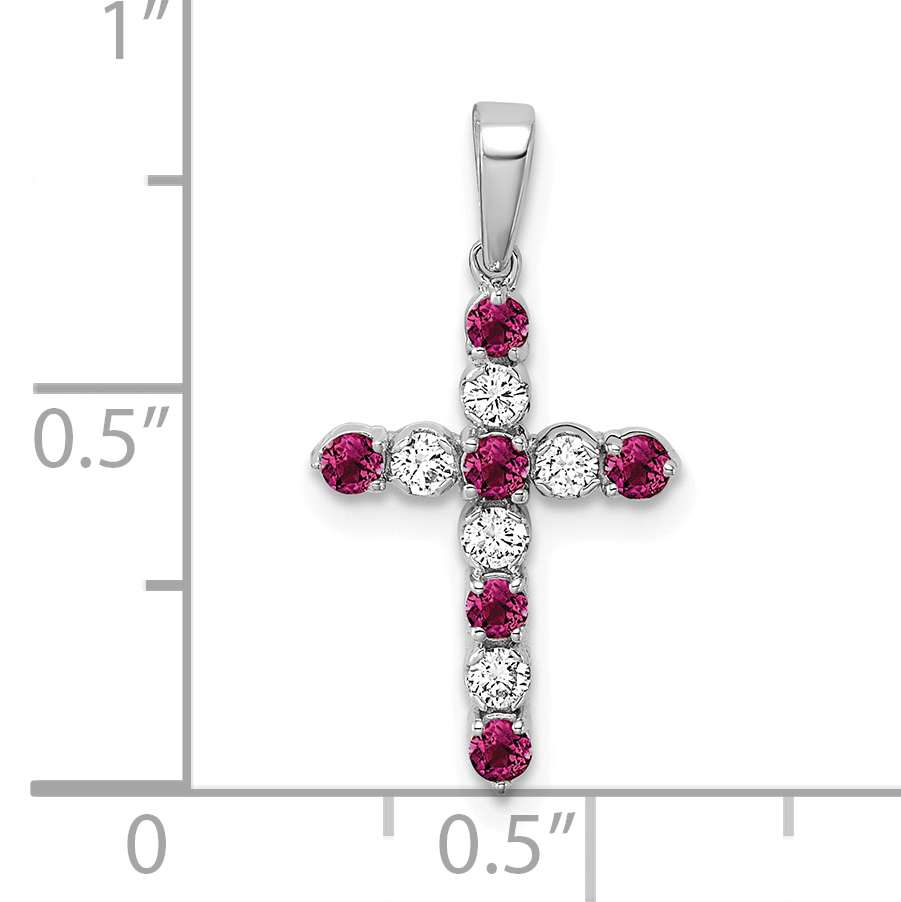 Diamond Rhodolite Garnet and 1/6 Pendant Charm Real 10k White Gold 23.4x12.4mm product image view 4