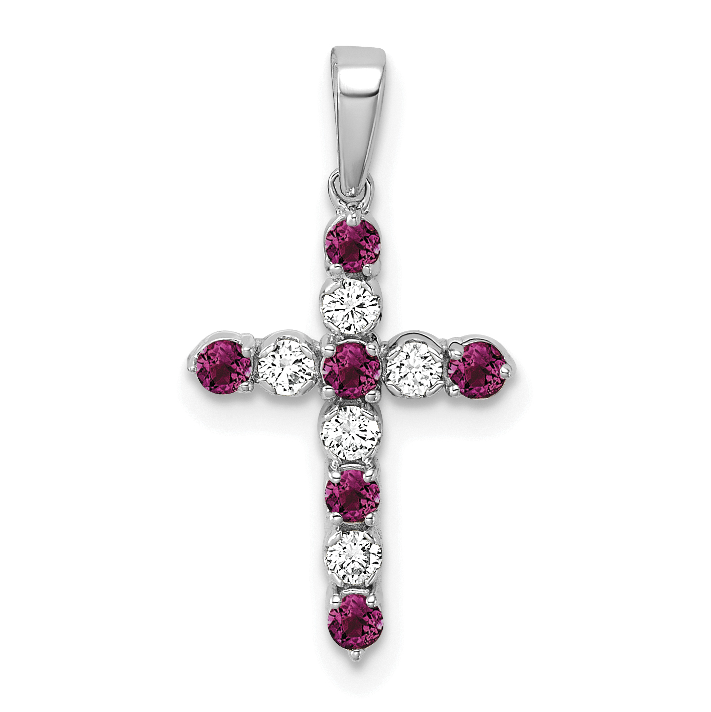 Diamond Rhodolite Garnet and 1/6 Pendant Charm Real 10k White Gold 23.4x12.4mm main product image
