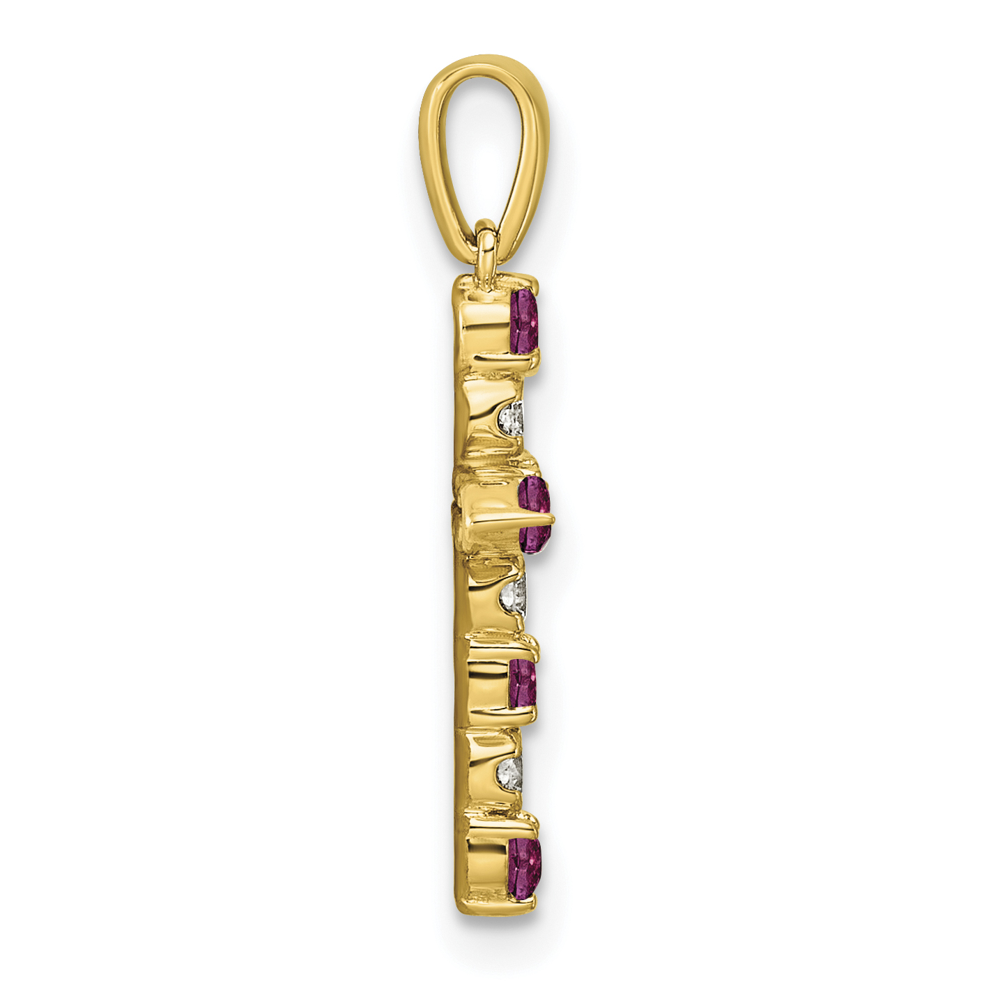 Diamond Rhodolite Garnet and 1/6 Pendant Charm Real 14k Yellow Gold 23.4x12.4mm detailed image 2