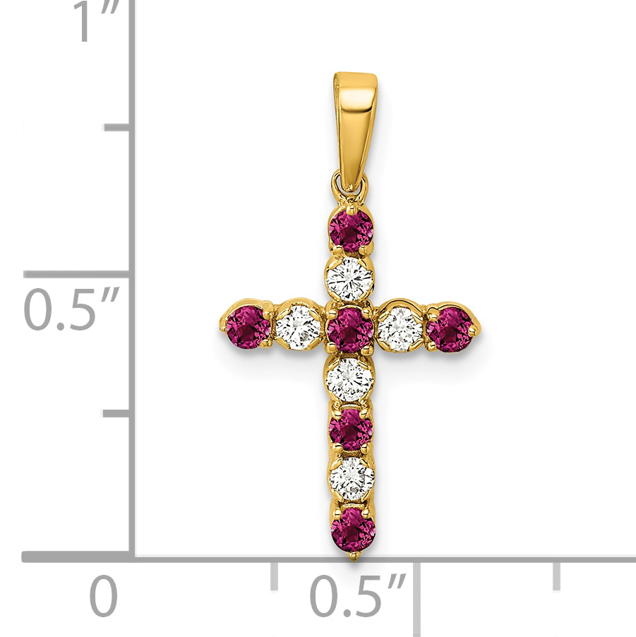 Diamond Rhodolite Garnet and 1/6 Pendant Charm Real 14k Yellow Gold 23.4x12.4mm detailed image 4