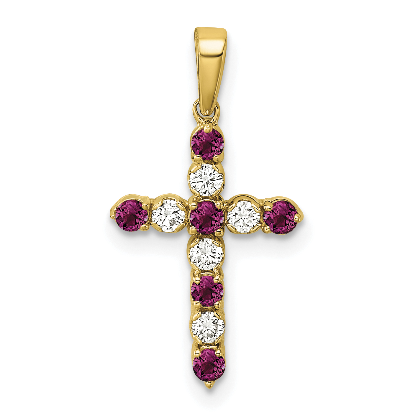 Diamond Rhodolite Garnet and 1/6 Pendant Charm Real 14k Yellow Gold 23.4x12.4mm main product image
