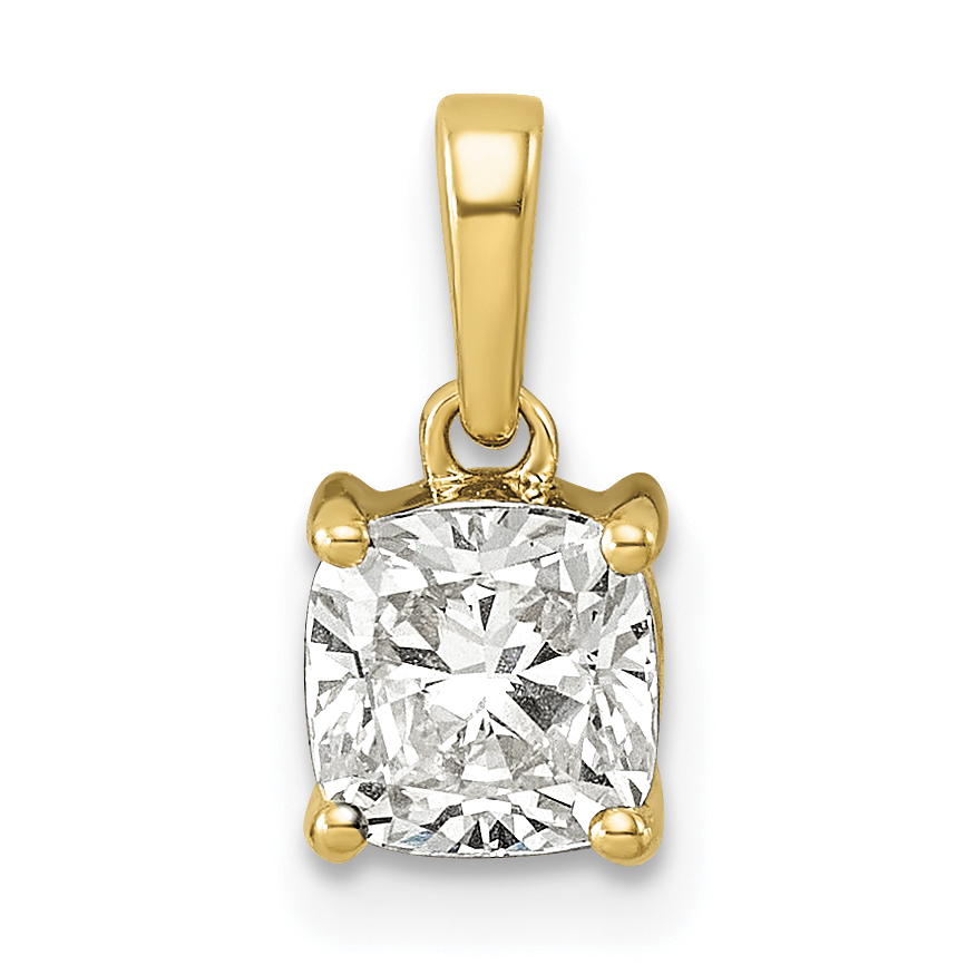10k 1ct Lab Grown Dia VS+ F+ Cushion Complete Solitaire Pendant