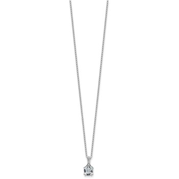 Sterling Silver Aquamarine Diamond Pendant w/Chain 6mm AQ — alternate view