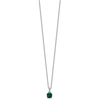 SS Cr. Emerald and Diamond Pendant w/Chain 6mm CREM — alternate view