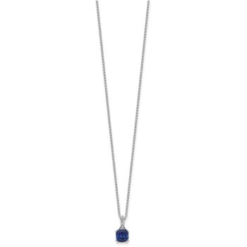 SS Cr. Sapphire Diamond Pendant w/Chain 6mm CRSA — alternate view