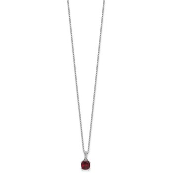 SS Garnet Diamond Pendant w/Chain 6mm Garnet — alternate view