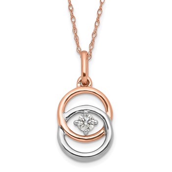 10k Two-tone Polished Diamond Double Circle Necklace