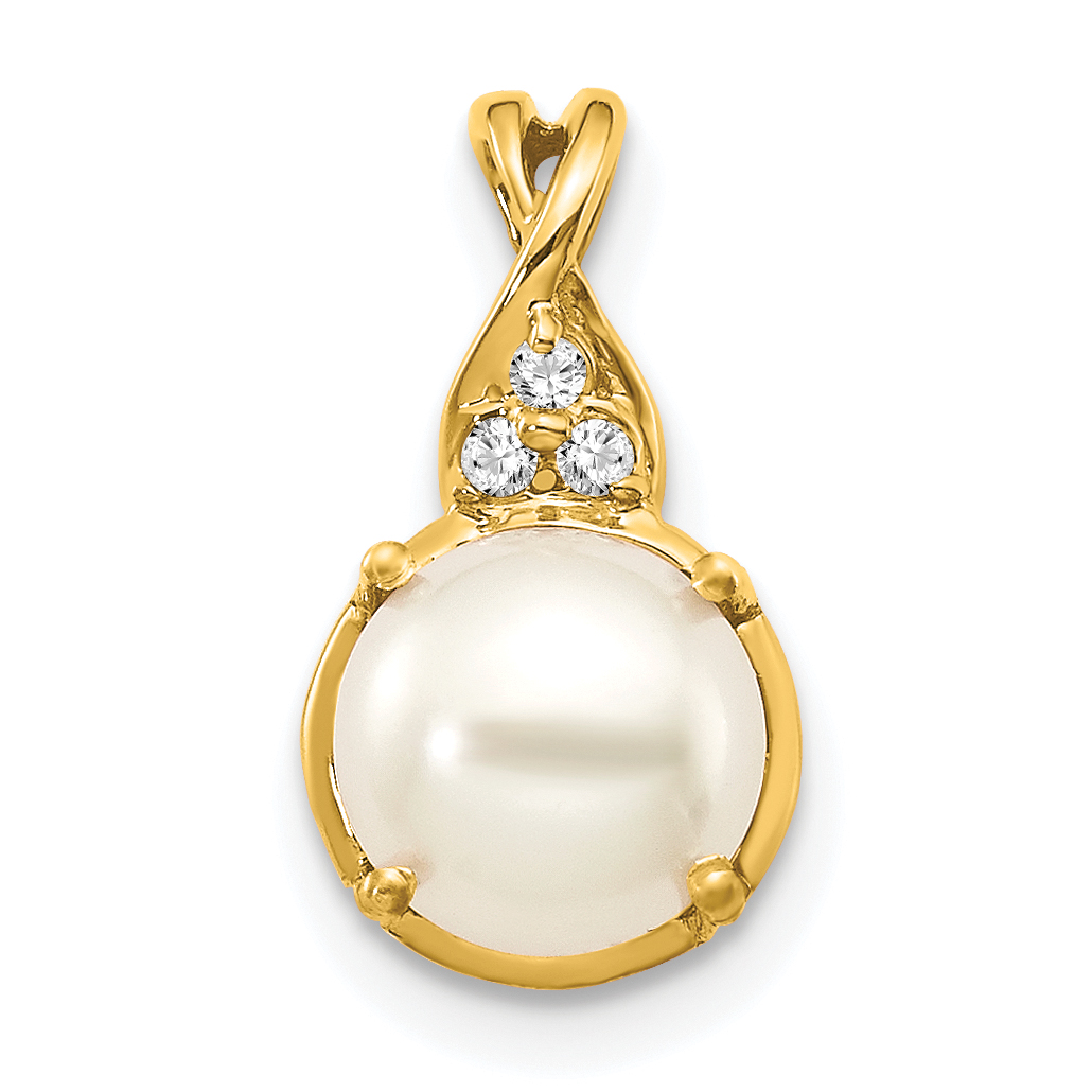 10k June/ 7mm Freshwater Cultured Pearl and Diamond Pendant