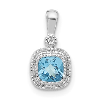 10ky Blue Topaz diamond Pendant w/18in chain