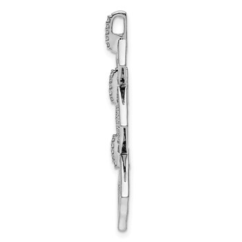 14k White Gold 1/6 carat Diamond Fancy Three Square Dangle Pendant — alternate view