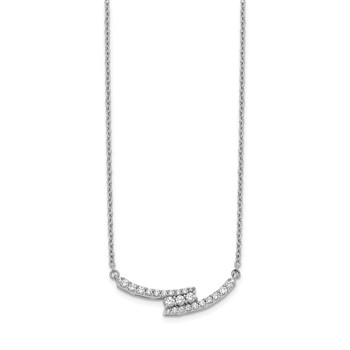 14k White Gold 1/3 carat Diamond Bypass Curved Bar 18 inch Necklace — alternate view