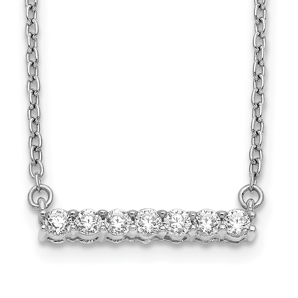 10k White Gold 1/4ct Lab Grown Diamond VS/SI+ G+ Comp 18in Bar Necklace