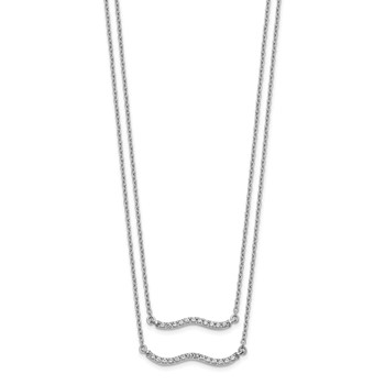 14k White Gold 1/4 carat Diamond Wavy Bar Double Strand 18 inch Necklace — alternate view