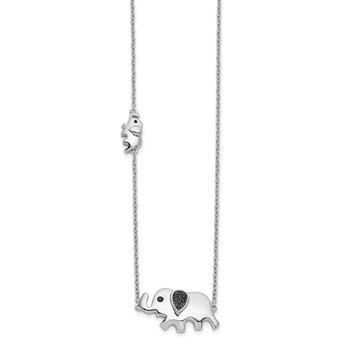 14k White Gold 1/20 carat Black Diamond Elephant 18 inch Necklace — alternate view