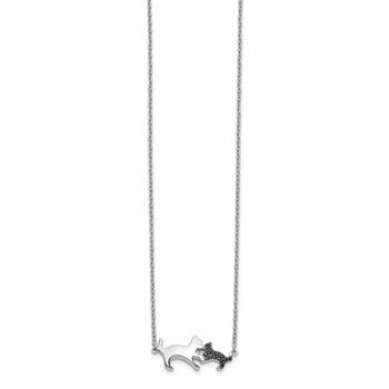 14k White Gold 1/20 carat Black Diamond Mother and Baby Cat 18 inch Necklace — alternate view